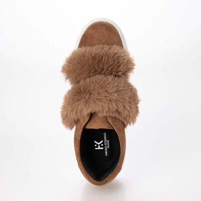 HIROKO KOSHINO FEMME スエード風生地がほっこりとした大人の可愛さのあるスニーカー HRL2030 BROWN 23.0