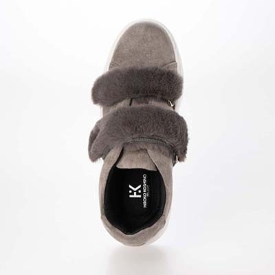 HIROKO KOSHINO FEMME スエード風生地がほっこりとした大人の可愛さのあるスニーカー HRL2030 GRAY 23.0