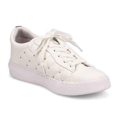 HIROKO KOSHINO FEMME サイドのキルティングとスタッズがポイントのコート系スニーカー HRL2032 IVORY 23.0