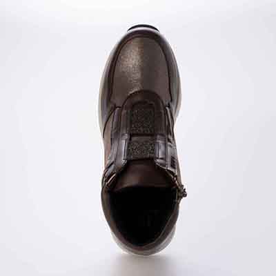 【撥水加工】HIROKO KOSHINO FEMME　ヒールタイプ・ハイカットドレススニーカー　HRL3004 BROWN 23.0