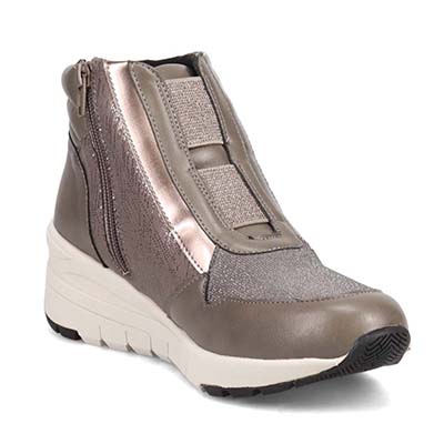 【撥水加工】HIROKO KOSHINO FEMME　ヒールタイプ・ハイカットドレススニーカー　HRL3004 BROWN 23.0