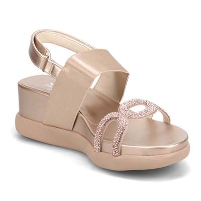 HIROKO KOSHINO FEMME 屈曲性のある 6cmウェッッジソールデザインサンダル　HRL5002 BEIGE M　(23.0～23.5)