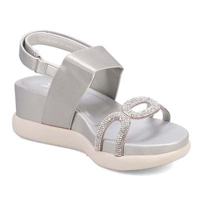 HIROKO KOSHINO FEMME 屈曲性のある 6cmウェッッジソールデザインサンダル　HRL5002 SILVER M　(23.0～23.5)