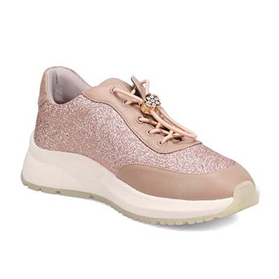 HIROKO KOSHINO FEMME グリッターとラインストーンで華やかなスニーカー　HRL5003 L-PINK 23.0