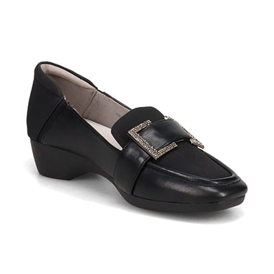 HIROKO KOSHINO FEMME　足元に華やぎと上品さを ヌバック×スムース素材 コンビローファー　HRL5004 BLACK 23.0