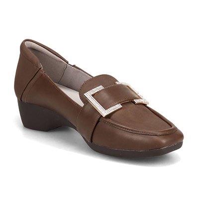 HIROKO KOSHINO FEMME　足元に華やぎと上品さを ヌバック×スムース素材 コンビローファー　HRL5004 D-BROWN 23.0