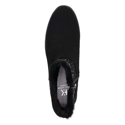 HIROKO KOSHINO FEMME　あたたかさと華やかさを両立 ファー付きスエードショートブーツ　HRL5006 BLACK 23.0