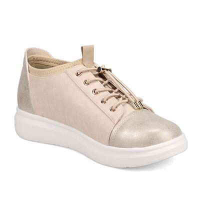 HIROKO KOSHINO FEMME 大人の遊び心と上品さを纏う、HKロゴスタッズスニーカー　HRL5008 GOLD 23.0