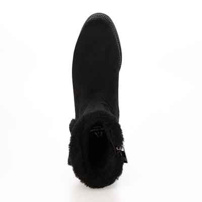 HIROKO KOSHINO FEMME ライニングがフェイクファーの温かいムートン風ブーツ HRL5015 BLACK 23.0