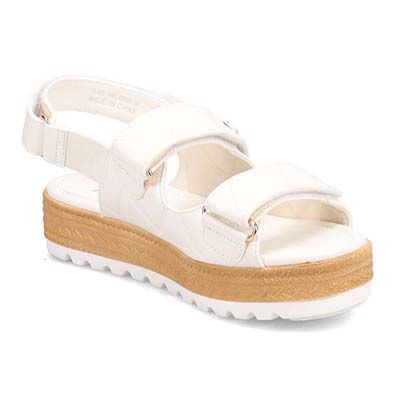 HIROKO KOSHINO FEMME キルティング&ジュート風の厚底ソールが大人可愛いサンダル　HRL6000 IVORY M　(23.0～23.5)