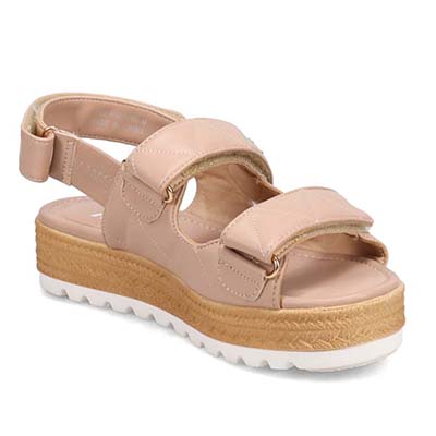 HIROKO KOSHINO FEMME キルティングとジュート風の厚底ソールが大人可愛いサンダル　HRL6000 L-PINK M　(23.0～23.5)