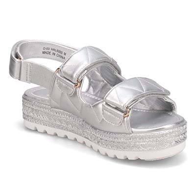 HIROKO KOSHINO FEMME キルティングとジュート風の厚底ソールが大人可愛いサンダル　HRL6000 SILVER M　(23.0～23.5)