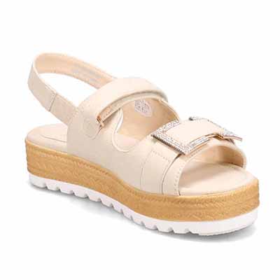 HIROKO KOSHINO FEMME モードなキルティングと輝くバックル。歩きやすさを兼ね備えたフットベッドサンダル　HRL6001 IVORY M　(23.0～23.5)