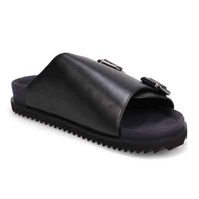 ランバンオンブルー LANVIN en Bleu 「リカバリー指圧インソール」搭載で指圧効果により血行を115％促進。レザーサンダル　LB3513XR BLACK M(25.0~25.5cm)
