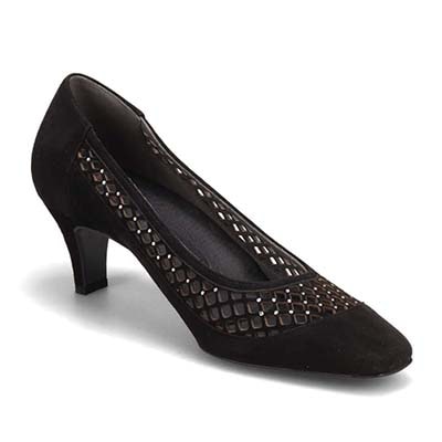 マドラス madras 特許 リカバリーメタインソール搭載 5.5cmヒール のカットワークデザインパンプス　MAL9123MT BLACK-SILKY 23.0