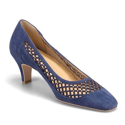 マドラス madras 特許 リカバリーメタインソール搭載 5.5cmヒール のカットワークデザインパンプス　MAL9123MT BLUE-SILKY 23.0