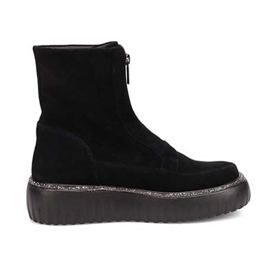 マドラス madras 特許　リカバリーメタインソール搭載  煌めくルーチェがアクセントのフロントジップ厚底ブーツ　MAL9147MT BLACK-SILKY 23（23.0～23.5cm相当）