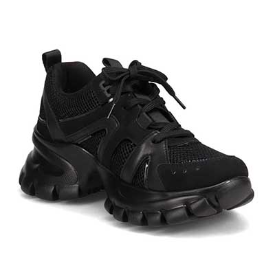 マドラス madras 特許 metaインソール搭載 軽やかなメッシュとレザーのボリューム厚底スニーカー　MAL9156MT BLACK 36（23.0ｃｍ相当）