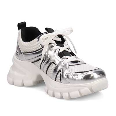 マドラス madras 特許 metaインソール搭載 軽やかなメッシュとレザーのボリューム厚底スニーカー　MAL9156MT SILVER 36（23.0ｃｍ相当）