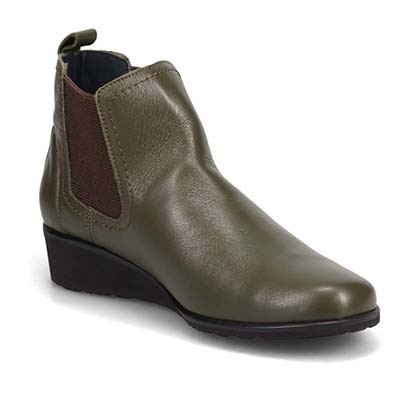 【抗菌加工】ミッシー デ ミッシー missy des missy しっとり＆ソフトなさわり心地が特徴の牛革を使用した ショート丈 サイドゴアブーツ  MMD4631A KHAKI 23