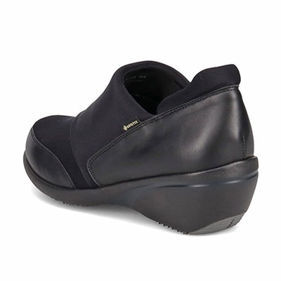 【GORE-TEX】マドラスウォーク madras Walk 「Recovery Shiatsu Insole」搭載で指圧効果により血行をよくする。 シンプルなデザインでさまざまなスタイルに合わせやすい！通勤・きれい目 ゴアテックススリッポンスニーカー MWL1008R BLACK 23.0
