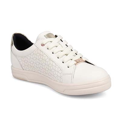 【GORE-TEX】マドラスウォーク madras Walk　幾何学模様レースアップ レザースニーカー  MWL1022C WHITE-METALLIC 23