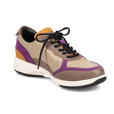 【GORE-TEX】マドラスウォーク madras Walk 「Recovery Shiatsu Insole」搭載で指圧効果により血行をよくする。旅行に最適 ウォーキングレザースニーカー　MWL1204R BEIGE/PURPLE 23.0