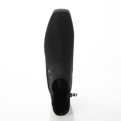 【撥水加工】テーン tehen クッションインソールで履き心地抜群、ラインストーン付きサイドゴアブーツ　TN1776 BLACK 23.0