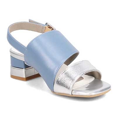 テーン tehen オシャレなヒールもポイント。甲深アシンメトリーカットサンダル　TN1794V SILVER/BLUE 23.0