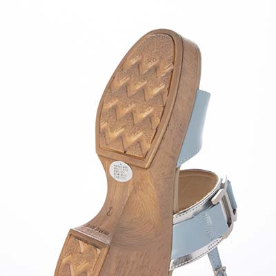 テーン tehen ウッド調のヒールが夏らしいアクセント。7.5cm大人の厚底ウェッジサンダル　TN2305 BLUE/C M　(23.0～23.5)