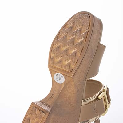 テーン tehen ウッド調のヒールが夏らしいアクセント。7.5cm大人の厚底ウェッジサンダル　TN2305 GREGE/C M　(23.0～23.5)