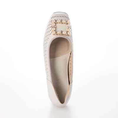 テーン tehen 柔らかアッパーのパールビジューパンプス　TN4028 L-GRAY 23.0