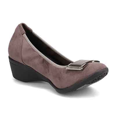 【撥水仕様】テーン tehen 5cmヒールのバックルパンプス TN4030 GRAY-SILKY M(23.0cm相当)