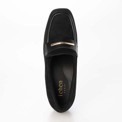 【撥水仕様】テーン tehen きれいめカジュアルなビットローファーパンプス　TN5013 BLACK-SILKY 23.0