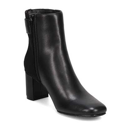 【撥水仕様】テーン tehen サイドの金具がポイント　キレイ目ショーツブーツ　TN6701 BLACK-SILKY 23.0