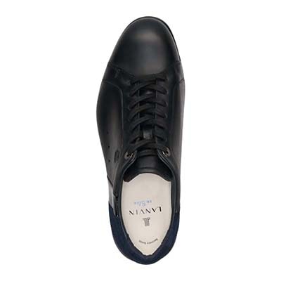 ランバンオンブルー LANVIN en Bleu 「リカバリーインソール」搭載で指圧効果により血行を115％促進。 レースアップ レザースニーカー  086493R BLACK 25.0