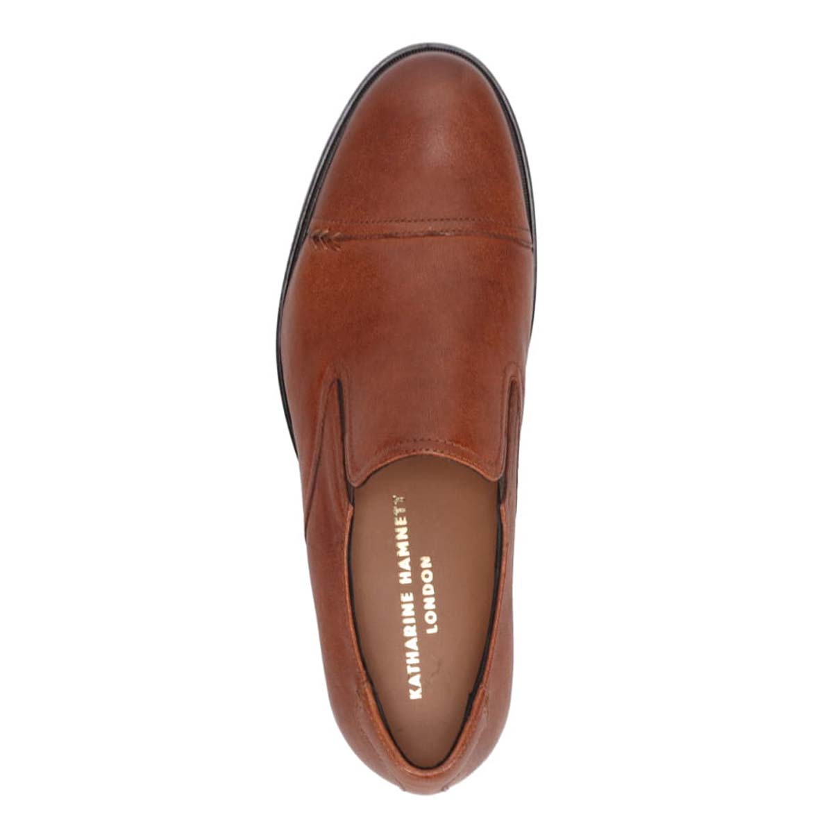 キャサリンハムネットロンドン KATHARINE HAMNETT LONDON ストレートチップサイドエラスティックスリッポンシューズ　34022 BROWN 25.0