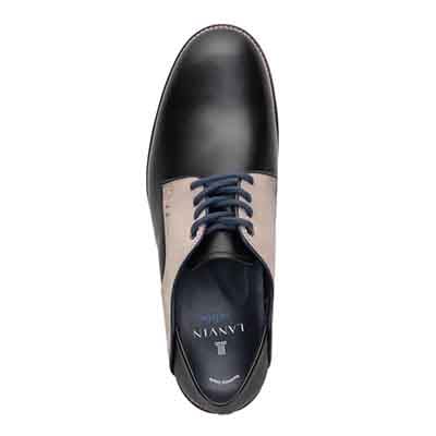 ランバンオンブルー LANVIN en Bleu 「Recovery Shiatsu Insole」搭載で指圧効果により血行を115％促進。　異素材コンビネーション・レースアップシューズ　86331R BLACK 25.0