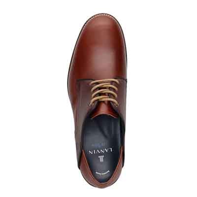 ランバンオンブルー LANVIN en Bleu 「Recovery Shiatsu Insole」搭載で指圧効果により血行を115％促進。　異素材コンビネーション・レースアップシューズ　86331R BROWN 25.0