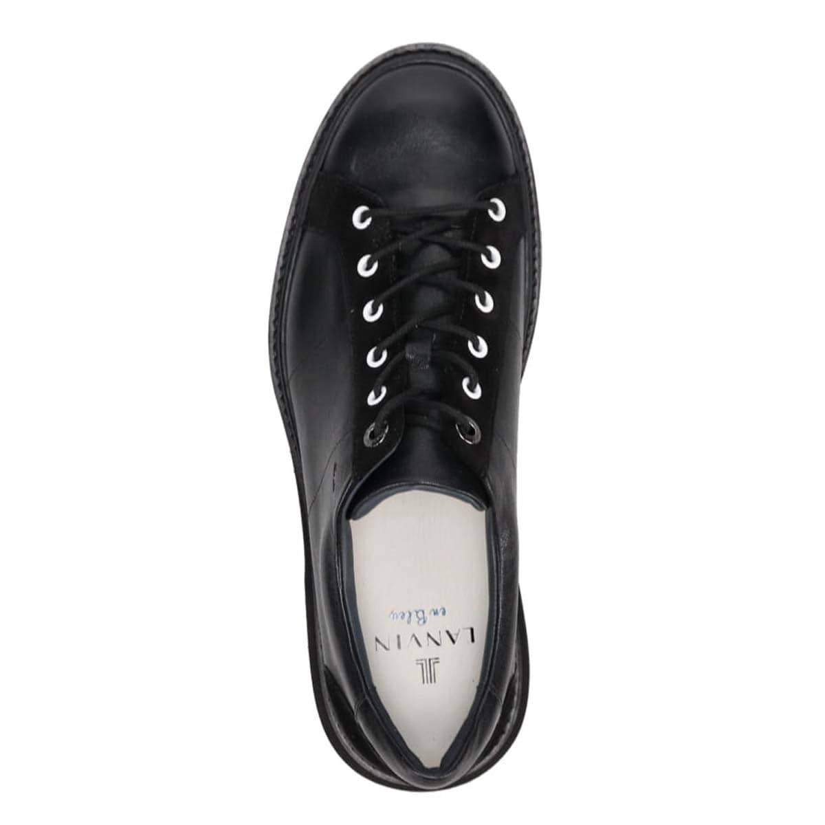 ランバンオンブルー LANVIN en Bleu  レースアップコンビネーションレザースニーカー　86553 D-GRAY 25.0