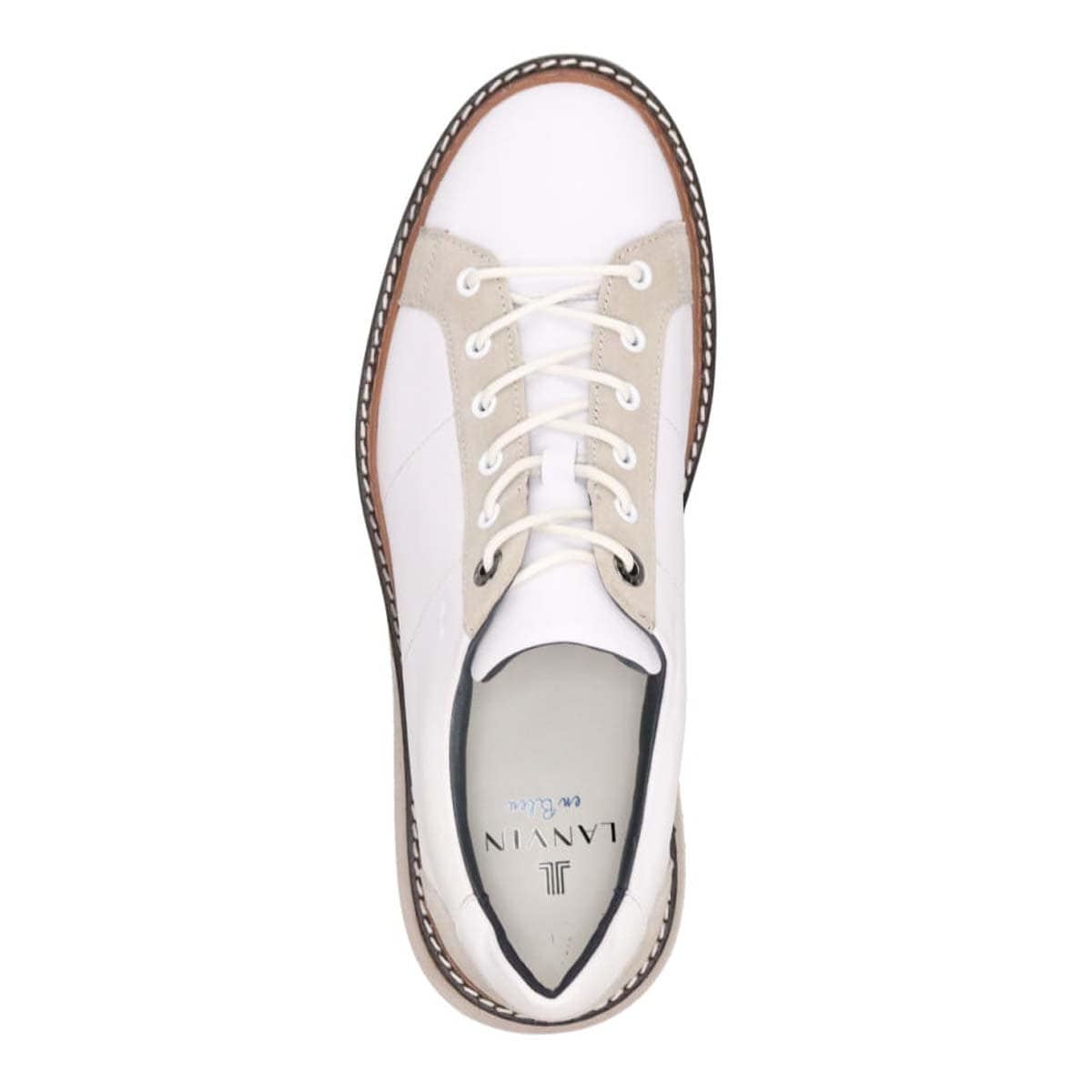 ランバンオンブルー LANVIN en Bleu  レースアップコンビネーションレザースニーカー　86553 D-GRAY 25.0