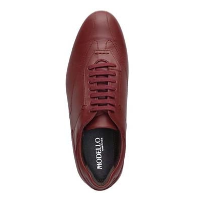 【抗菌消臭機能】モデロ MODELLO  さまざまなシーンに合わせやすい ドレスレザースニーカー DM6922 BURGUNDY 25.0