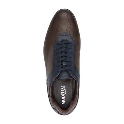 【抗菌消臭機能】モデロ MODELLO  さまざまなシーンに合わせやすい ドレスレザースニーカー DM6922 GRAY/NAVY 25.0