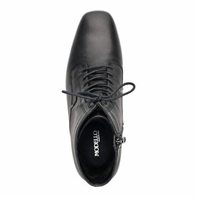 【撥水仕様】MODELLO ソフトレザー レースアップショートブーツ　DML1908 BLACK 23.0