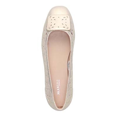 モデロ MODELLO 涼しげなカットワークのバックル付きスクエアバレエシューズ　DML3101 GOLD 23.0