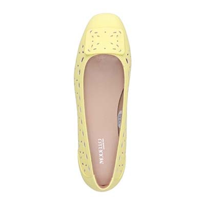 モデロ MODELLO 涼しげなカットワークのバックル付きスクエアバレエシューズ　DML3101 YELLOW 23.0
