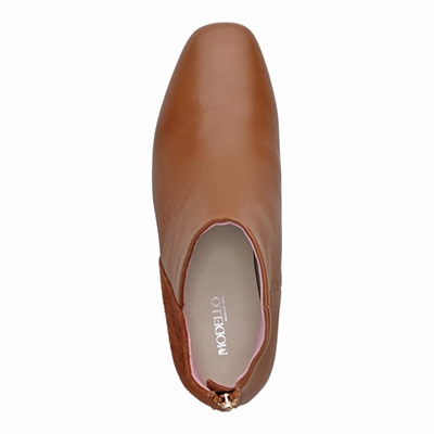 モデロ MODELLO 特徴のあるカットラインがエレガントな印象の ソフトレザーショートブーツ　DML4511 BROWN 23.0