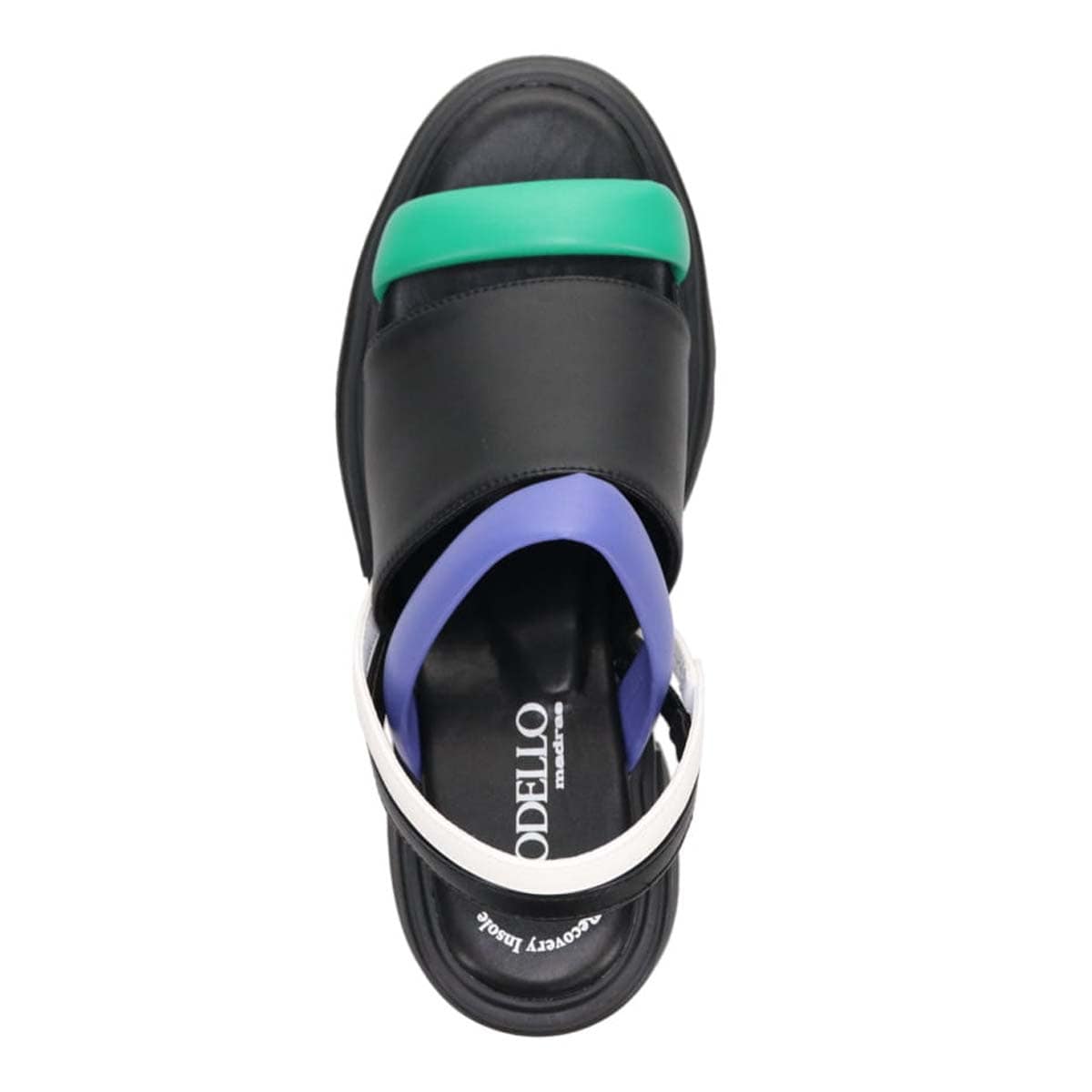 モデロ MODELLO 「リカバリーインソール」搭載で指圧効果により血行を115％促進。Recovery厚底ヒールサンダル　DML5053R BLACK/C 23.0