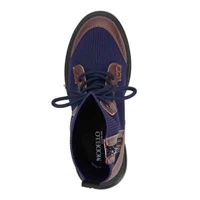 モデロ MODELLO 「Recovery Shiatsu Insole」搭載で指圧効果により血行をよくする。ソフトな素材が足にフィットする 6.5cmヒールのニットブーツ DML5056R NAVY 23.0