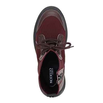 モデロ MODELLO 「Recovery Shiatsu Insole」搭載で指圧効果により血行をよくする。ソフトな素材が足にフィットする 6.5cmヒールのニットブーツ DML5056R WINE 23.0